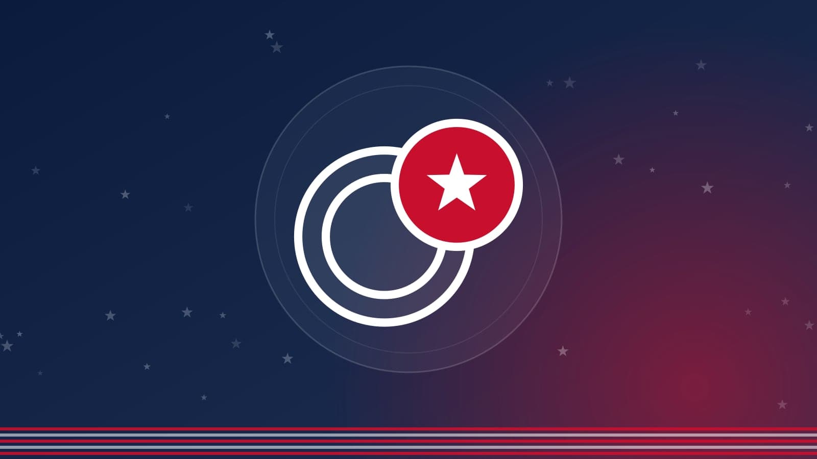 Capa em azul-marinho, com listras e estrelas da bandeira dos EUA e moedas ao centro