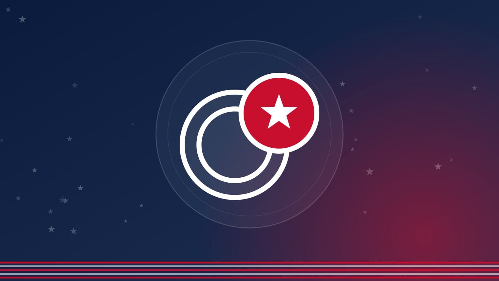 Capa em azul-marinho, com listras e estrelas da bandeira dos EUA e moedas ao centro