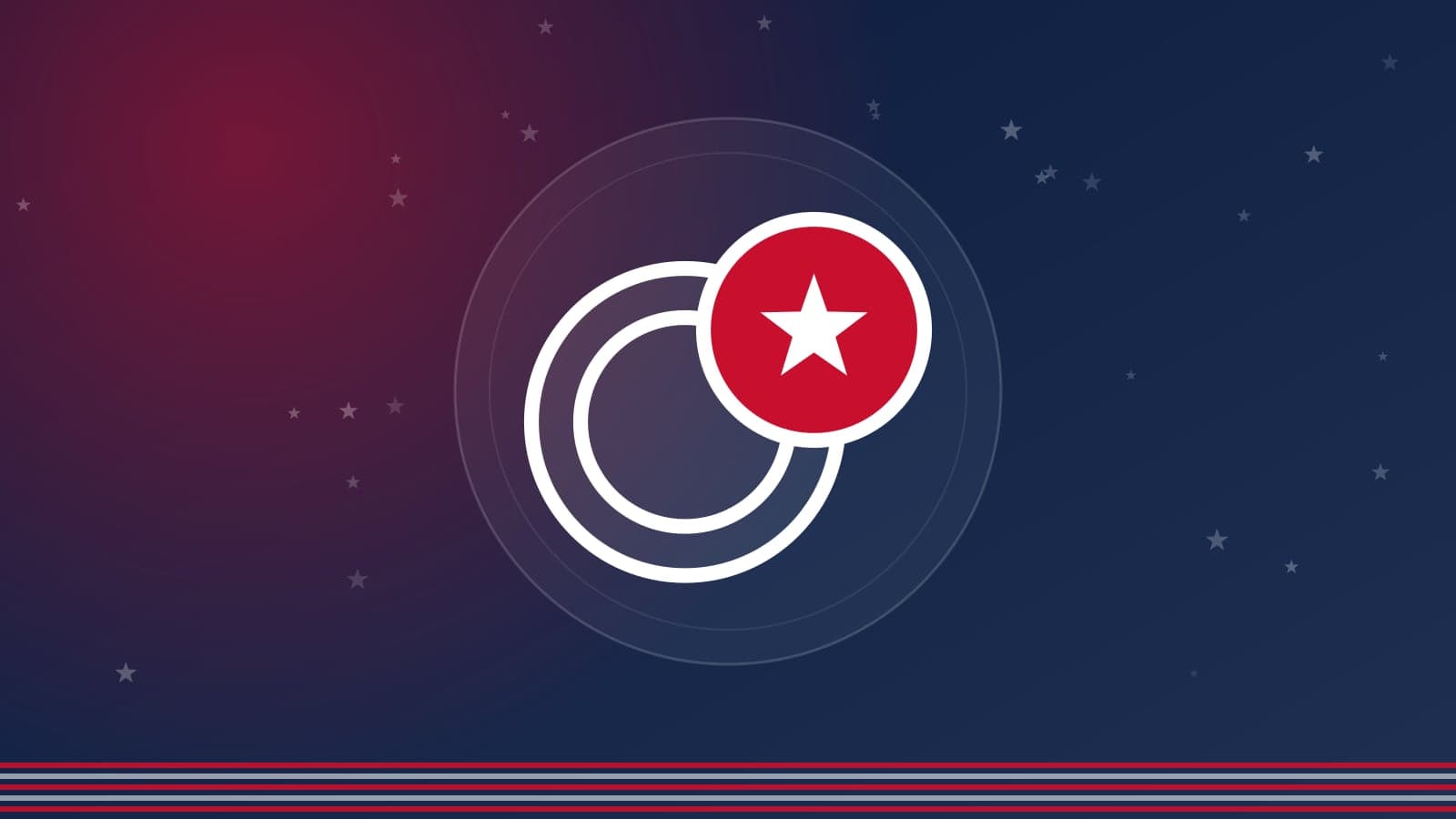 Capa em azul-marinho, com listras e estrelas da bandeira dos EUA e moedas ao centro