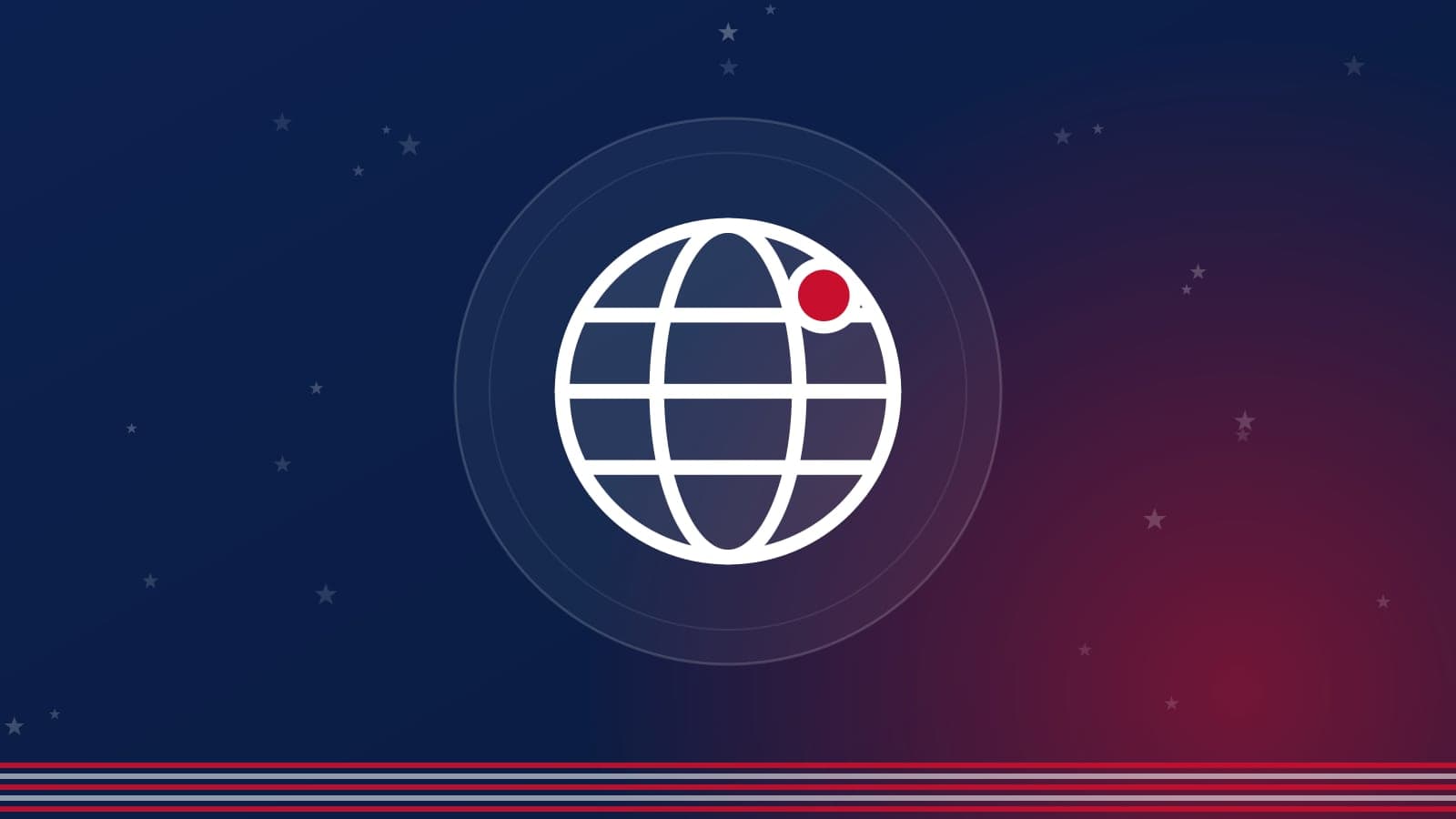 Capa em azul-marinho, com listras e estrelas da bandeira dos EUA e um globo terrestre ao centro